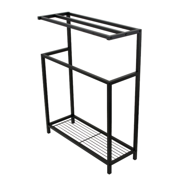 Freestanding Iron Towel Rack, Matte Black